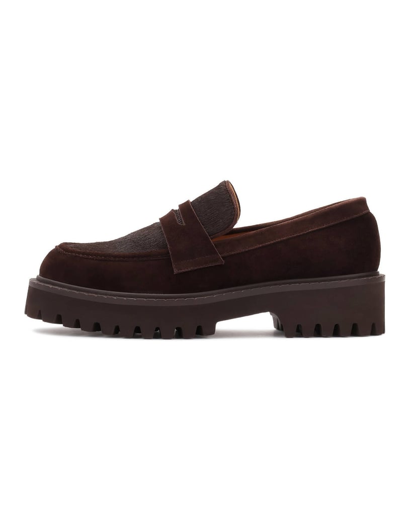 Kazar-Brown-suede-slip-on-shoes-with-natural-hair-finish-insert-hnedá
