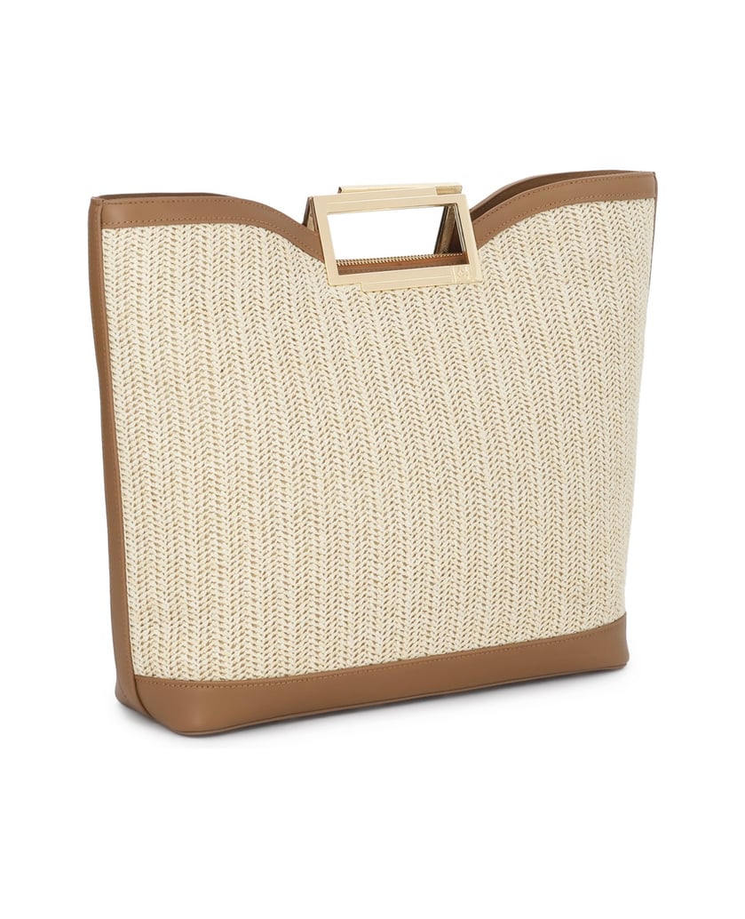 Kazar-Handbag-in-beige-raffia-and-brown-leather-béžová