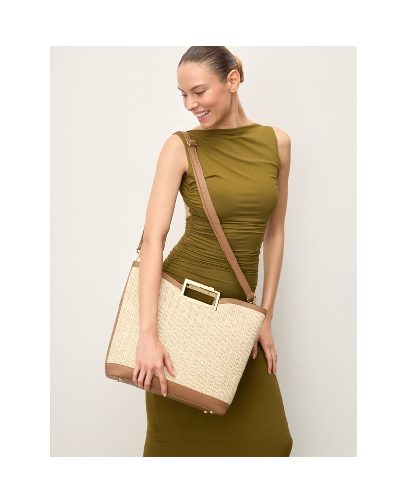 Kazar-Handbag-in-beige-raffia-and-brown-leather-béžová