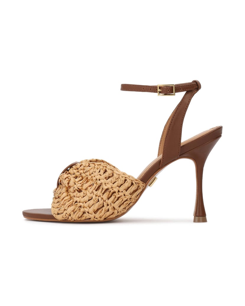 Kazar-Brown-stiletto-sandals-with-raffia-bow-hnedá