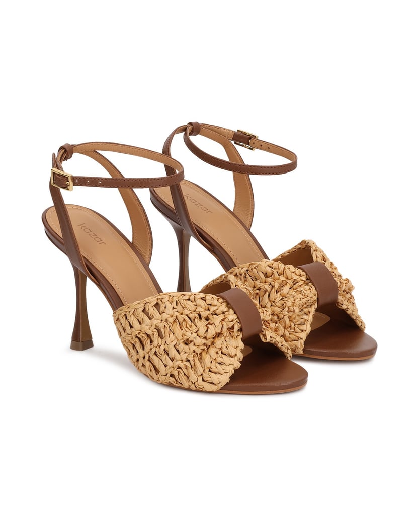 Kazar-Brown-stiletto-sandals-with-raffia-bow-hnedá