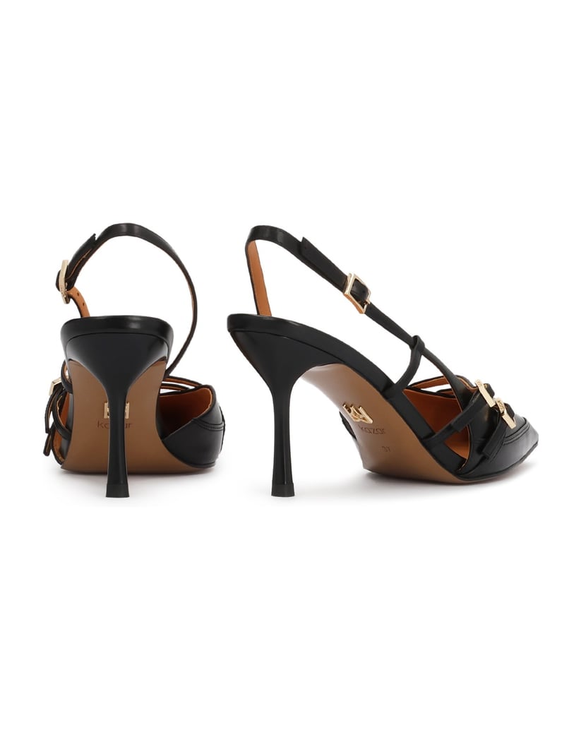 Kazar-Elegant-slingback-pumps-with-decorative-buckles-čierna