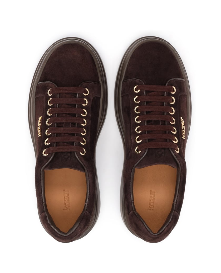 Kazar-Dark-brown-sneakers-on-platform-with-logo-tmavá-hnedá