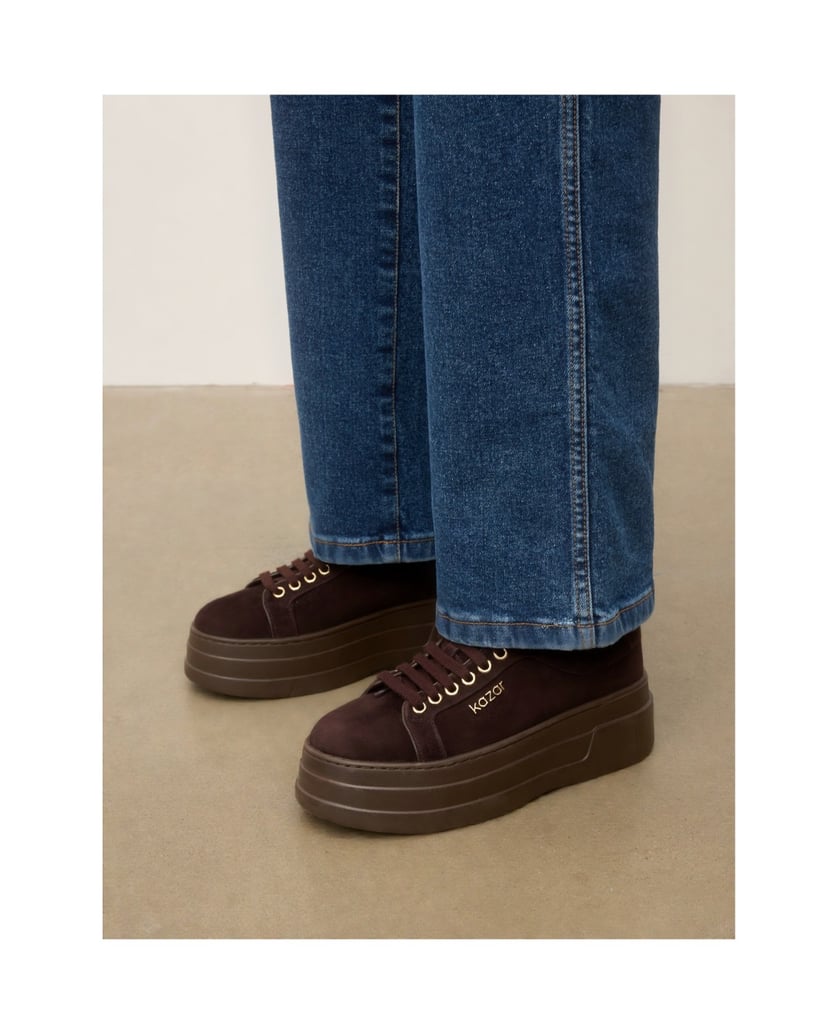 Kazar-Dark-brown-sneakers-on-platform-with-logo-tmavá-hnedá