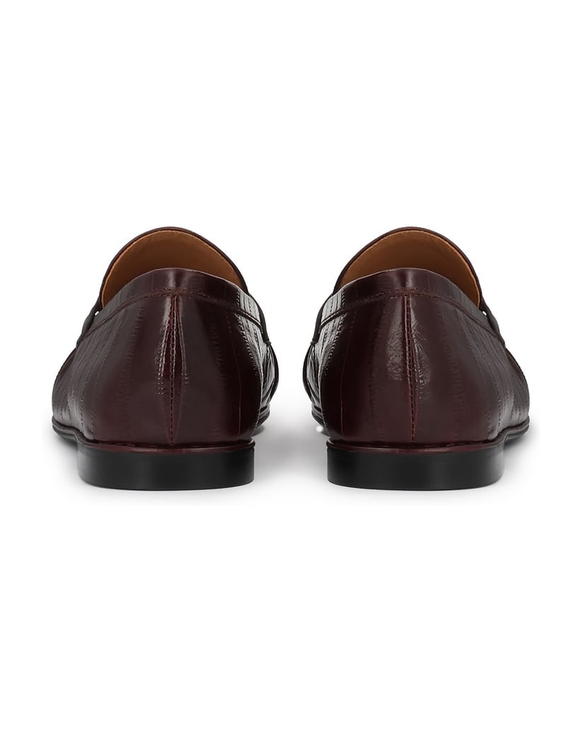 Kazar-Comfortable-shoes-made-of-embossed-leather-in-maroon-color-červená