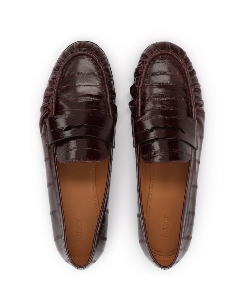 Kazar-Comfortable-shoes-made-of-embossed-leather-in-maroon-color-červená