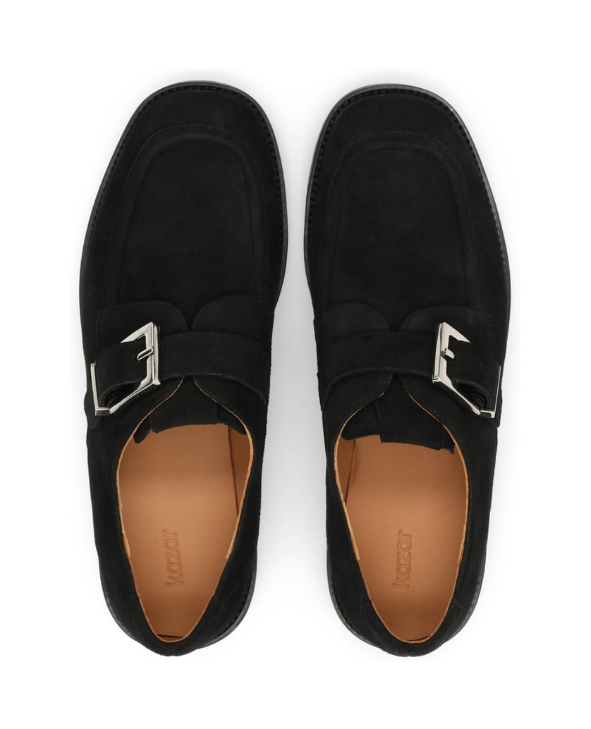 Kazar-Suede-shoes-with-buckle-belt-čierna