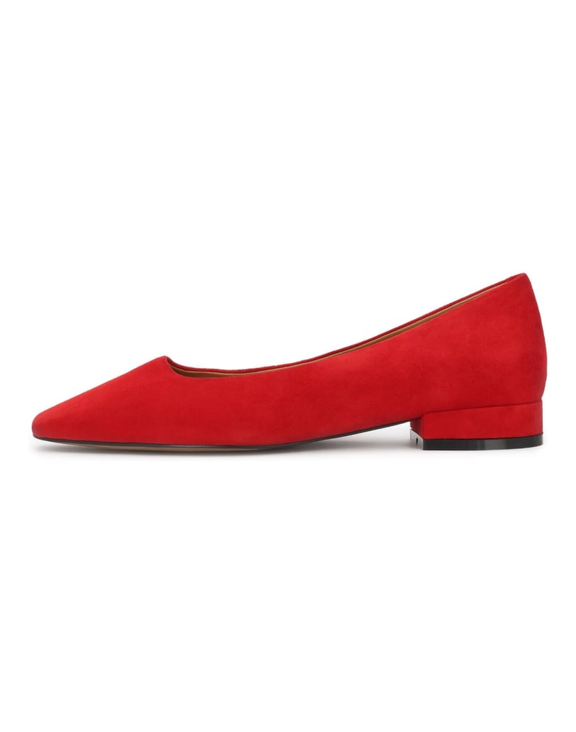 Kazar-Red-suede-pumps-with-chamfered-nose-červená