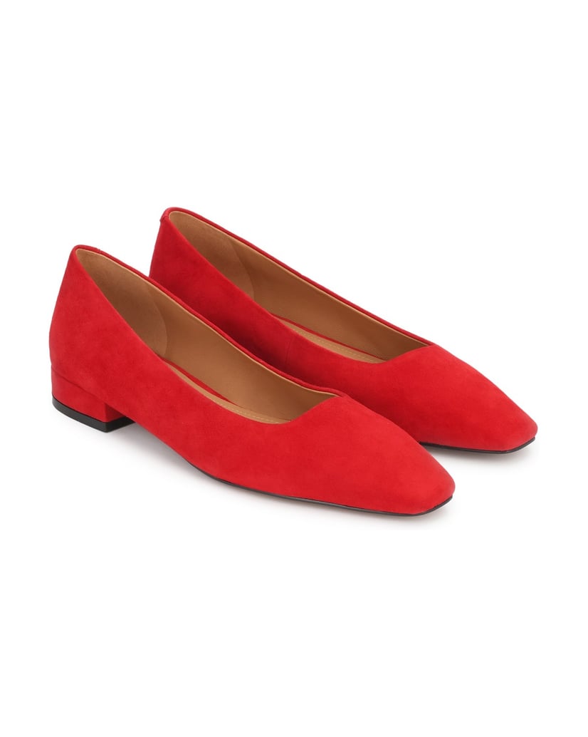 Kazar-Red-suede-pumps-with-chamfered-nose-červená
