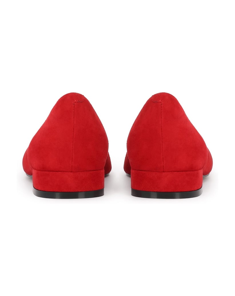 Kazar-Red-suede-pumps-with-chamfered-nose-červená