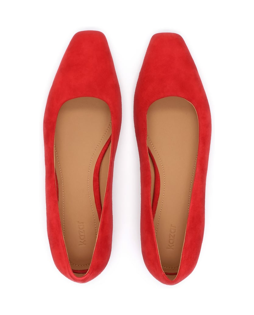 Kazar-Red-suede-pumps-with-chamfered-nose-červená
