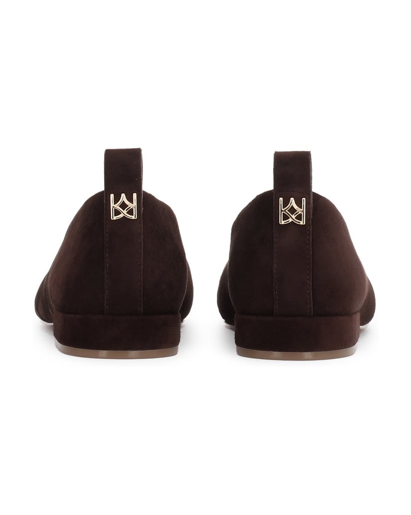Kazar-Dark-brown-women's-suede-pumps-on-a-flat-sole-tmavá-hnedá