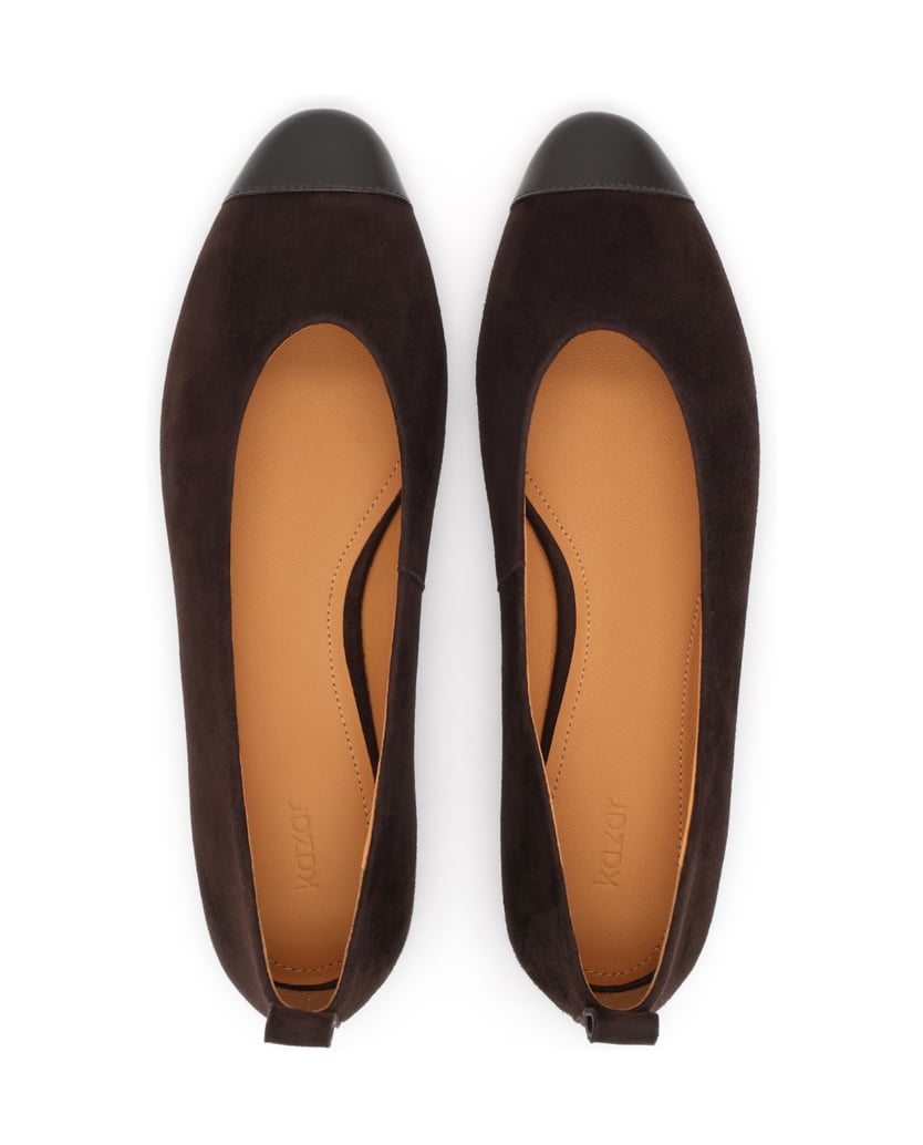 Kazar-Dark-brown-women's-suede-pumps-on-a-flat-sole-tmavá-hnedá