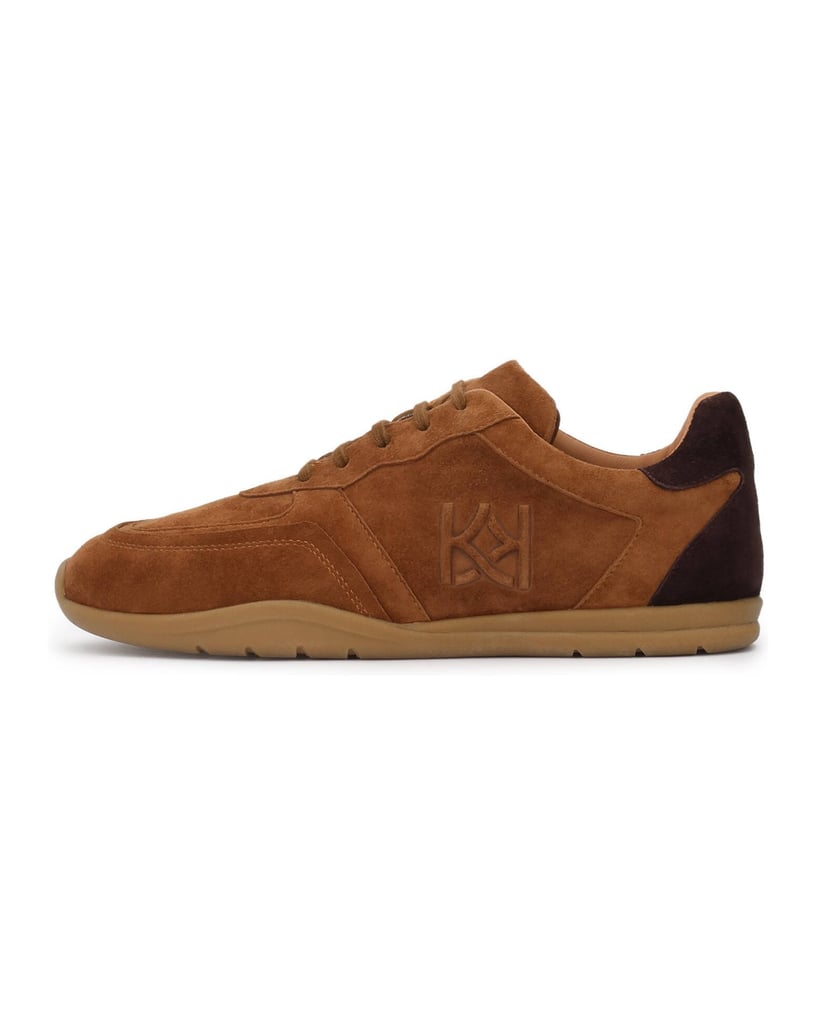 Kazar-Suede-sneakers-in-light-brown-with-embossed-monogram-ťavia