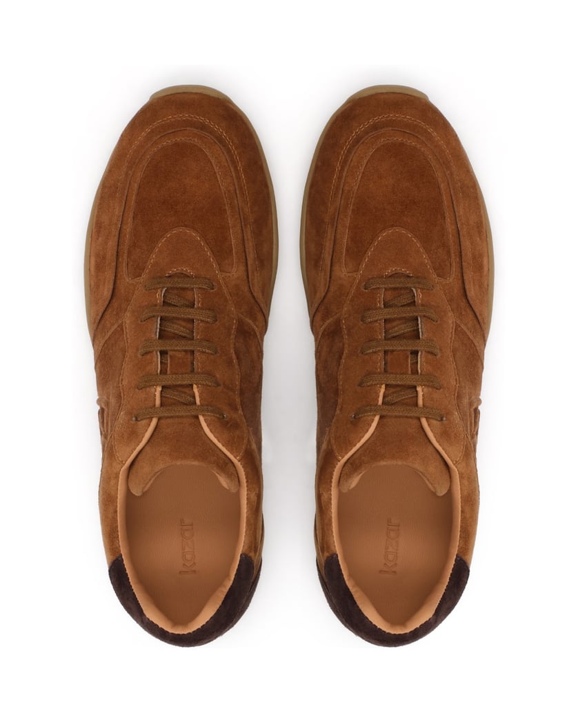 Kazar-Suede-sneakers-in-light-brown-with-embossed-monogram-ťavia
