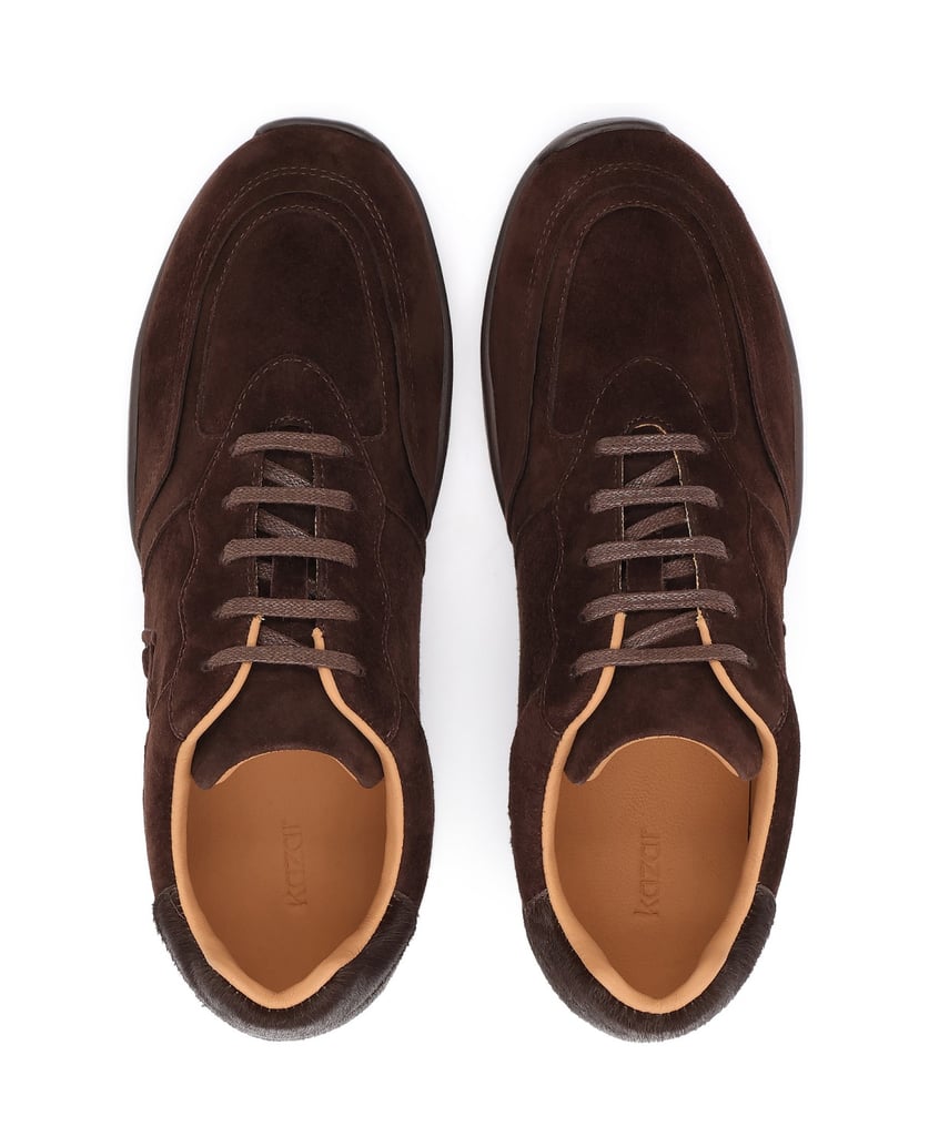 Kazar-Suede-sneakers-with-a-hair-on-leather-insert-tmavá-hnedá