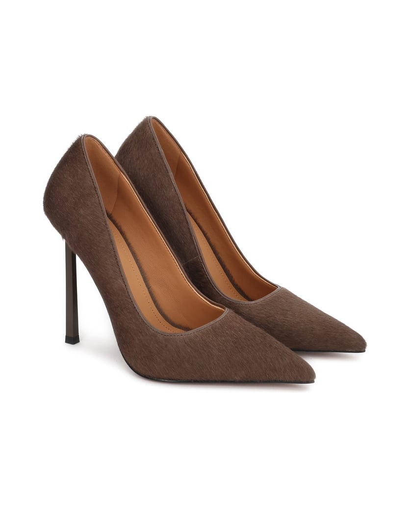 Kazar-Elegant-high-heel-pumps-in-leather-with-natural-hair-finish-hnedá