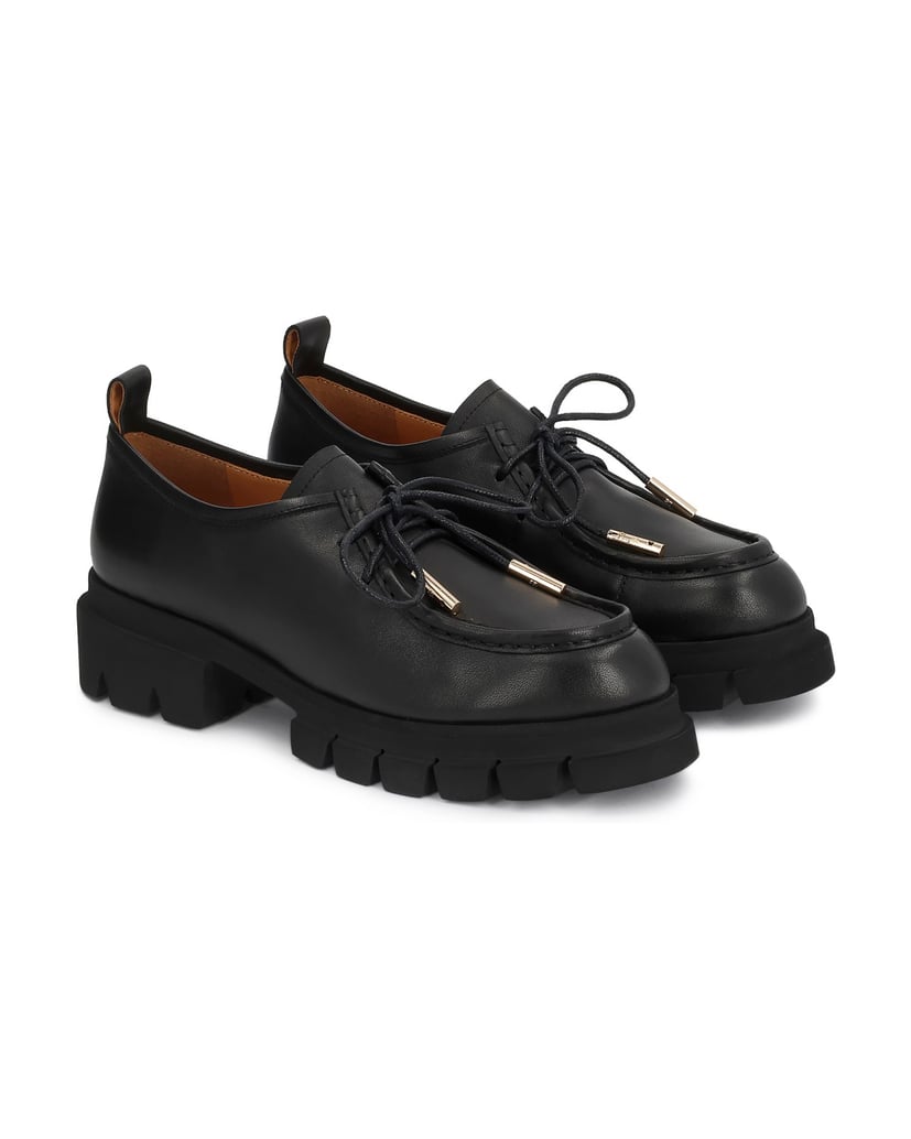 Kazar-Women's-lace-up-shoes-with-moccasin-stitching-čierna