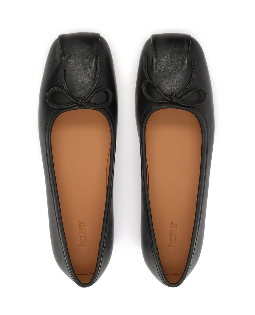 Kazar-Black-leather-ballerinas-with-a-bow-čierna