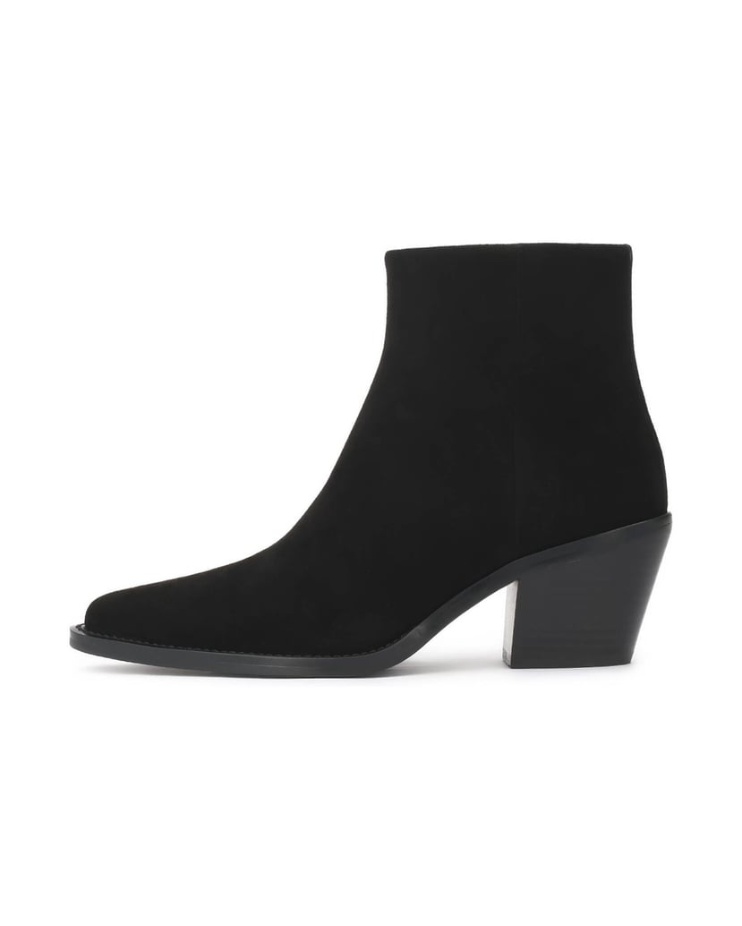 Kazar-Black-suede-zippered-booties-with-extended-toe-box-černá