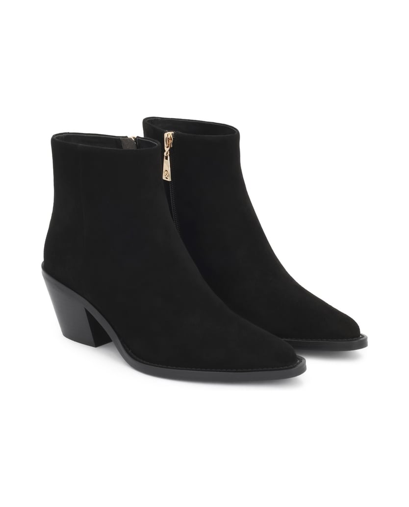 Kazar-Black-suede-zippered-booties-with-extended-toe-box-černá