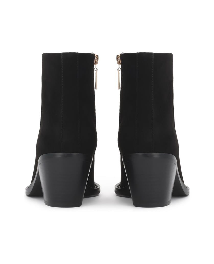 Kazar-Black-suede-zippered-booties-with-extended-toe-box-černá