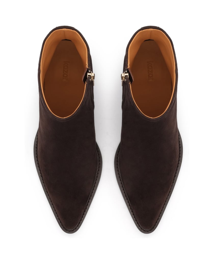 Kazar-Elegant-Suede-Booties-with-Wide-Heels-tmavá-hnedá