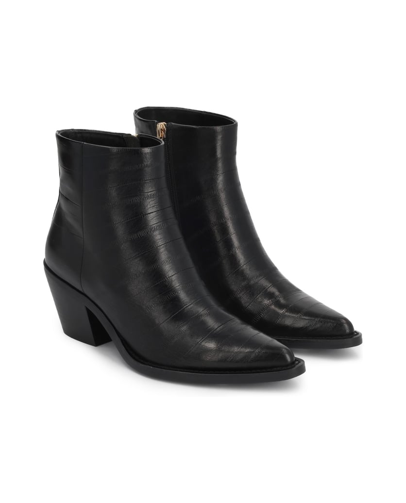 Kazar-Black-embossed-leather-booties-čierna