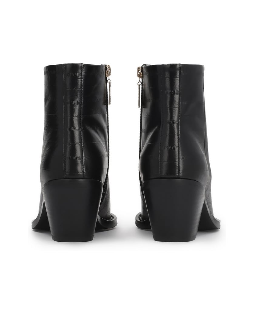 Kazar-Black-embossed-leather-booties-čierna