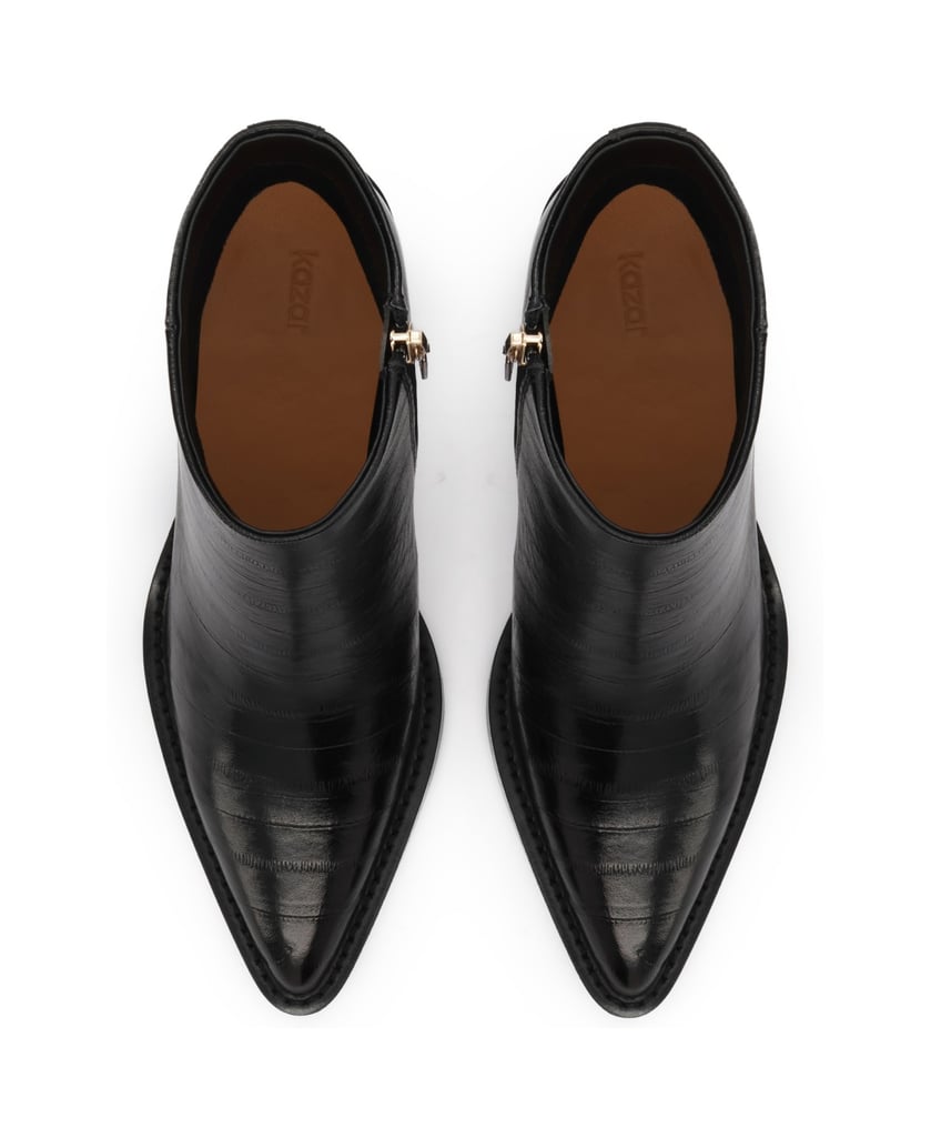 Kazar-Black-embossed-leather-booties-čierna