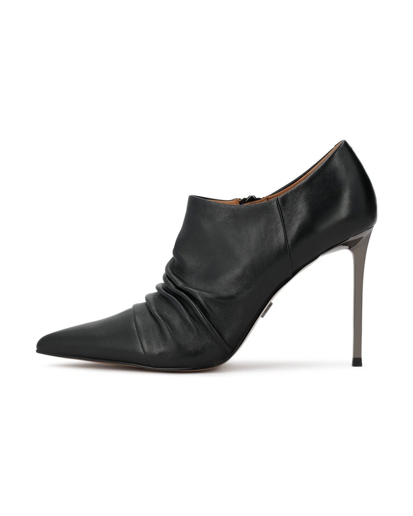 Kazar-Leather-booties-with-crease-and-metallic-heel-čierna