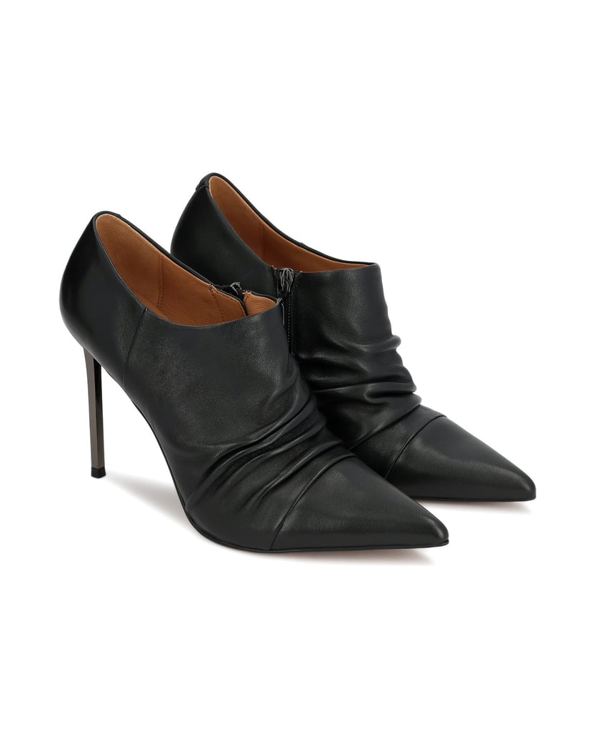Kazar-Leather-booties-with-crease-and-metallic-heel-čierna