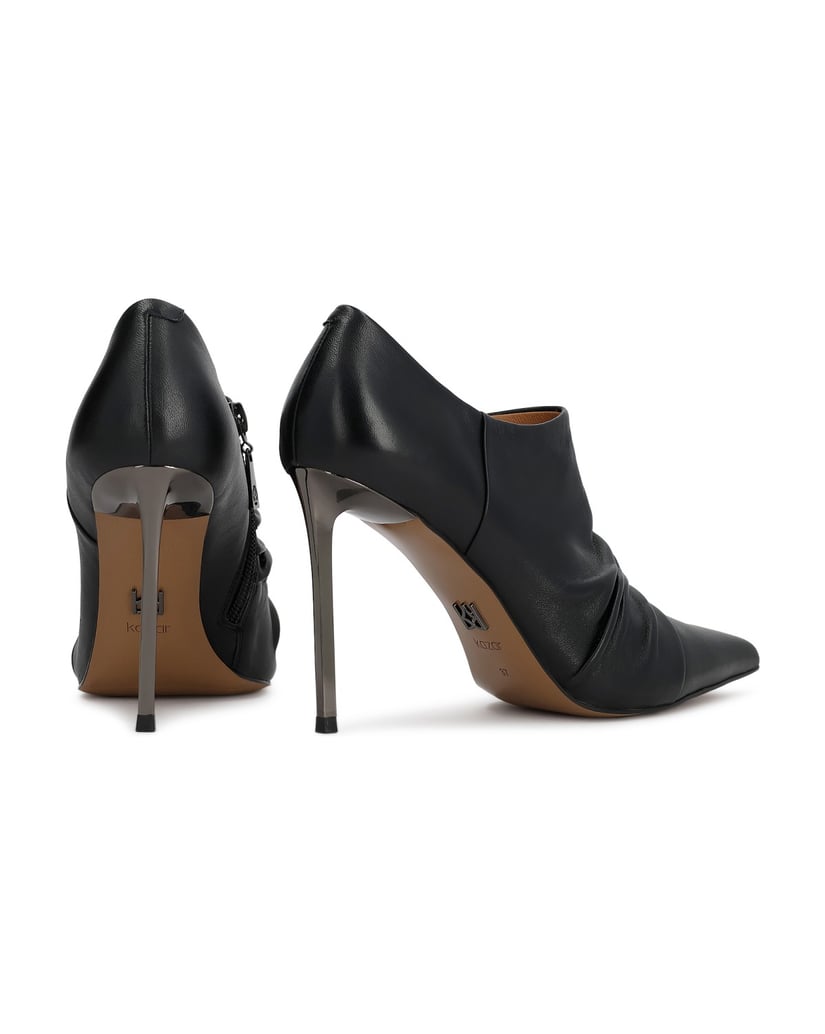 Kazar-Leather-booties-with-crease-and-metallic-heel-čierna