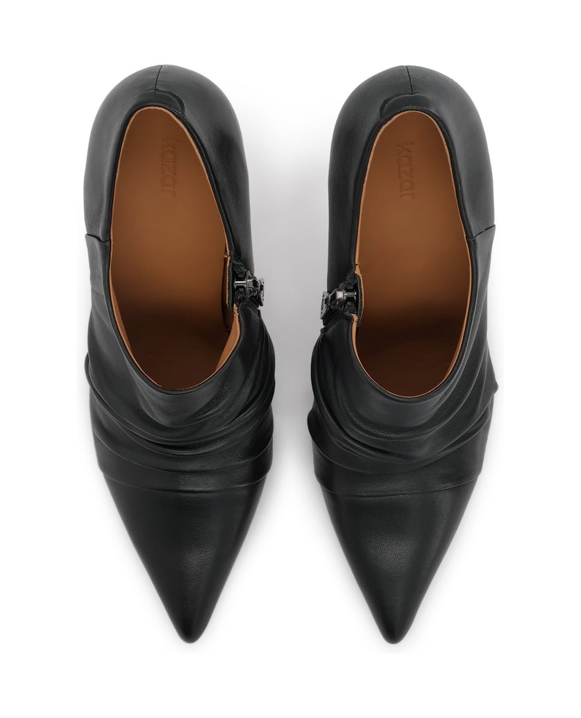 Kazar-Leather-booties-with-crease-and-metallic-heel-čierna