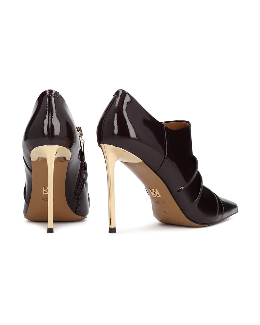 Kazar-Lacquered-booties-with-crinkle-upper-and-gold-heel-červená