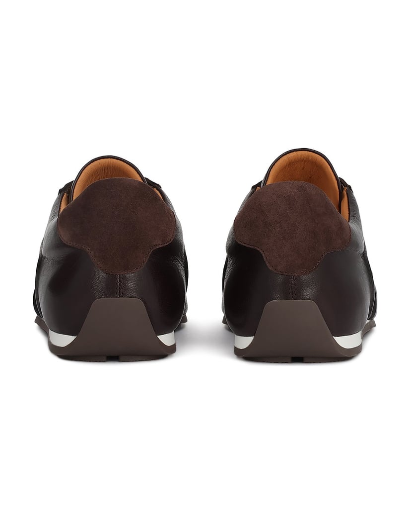 Kazar-Leather-sneakers-with-suede-insert-at-heel-tmavě-hnědá