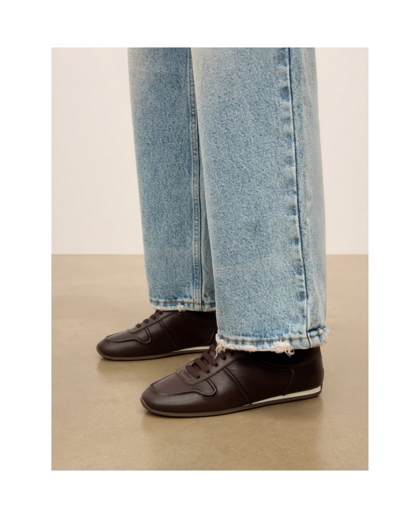 Kazar-Leather-sneakers-with-suede-insert-at-heel-tmavě-hnědá