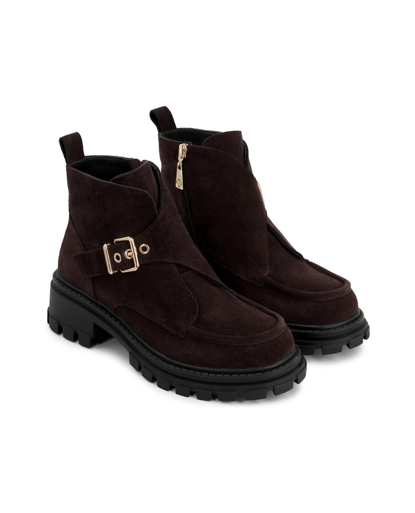 Kazar-Suede-booties-in-a-shade-of-dark-chocolate-on-a-heavy-sole-tmavá-hnedá