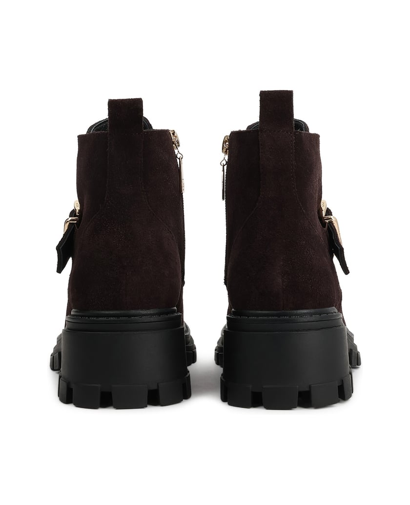 Kazar-Suede-booties-in-a-shade-of-dark-chocolate-on-a-heavy-sole-tmavá-hnedá