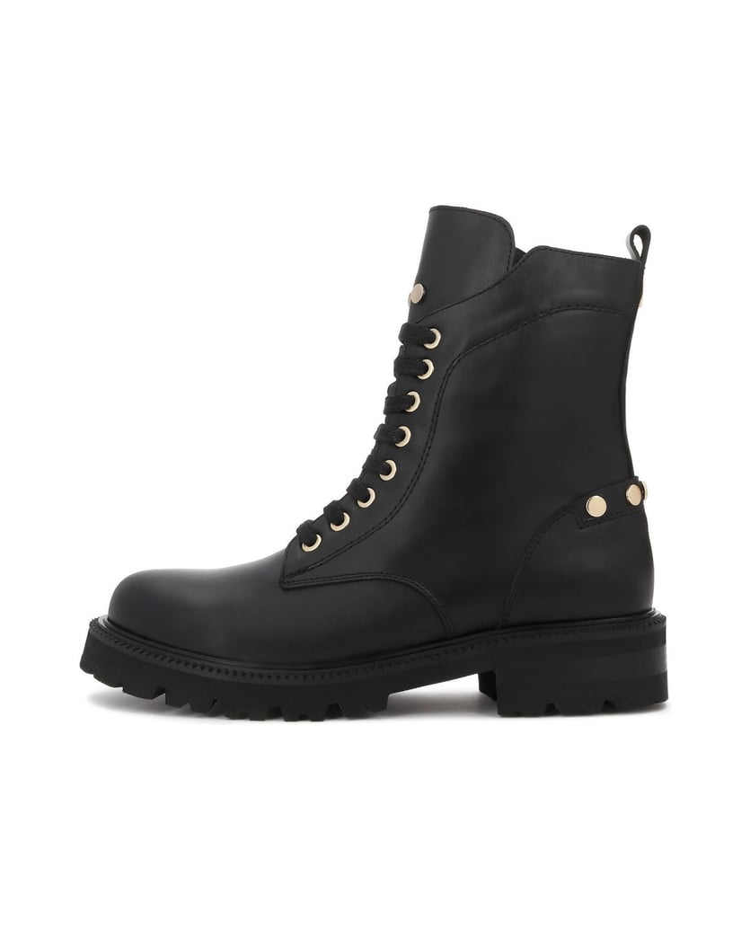 Kazar-Flat-ankle-boots-in-leather-with-metal-rivets-čierna