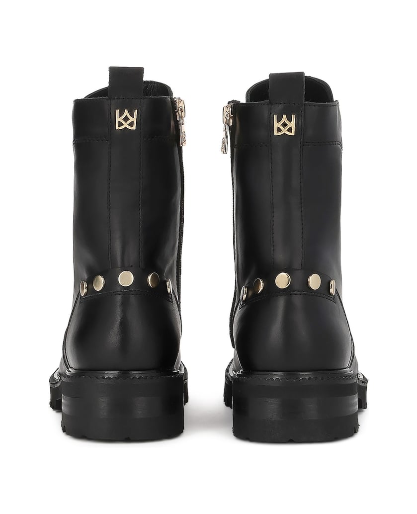 Kazar-Flat-ankle-boots-in-leather-with-metal-rivets-čierna