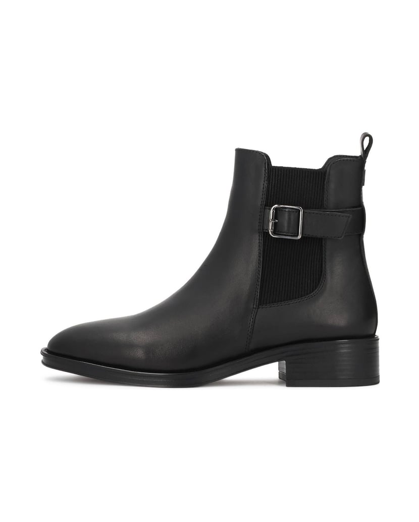 Kazar-Women's-leather-booties-with-elastic-inserts-and-buckle-čierna