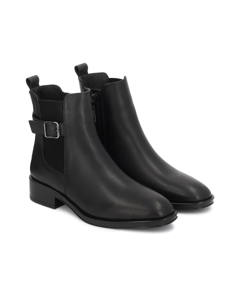 Kazar-Women's-leather-booties-with-elastic-inserts-and-buckle-čierna