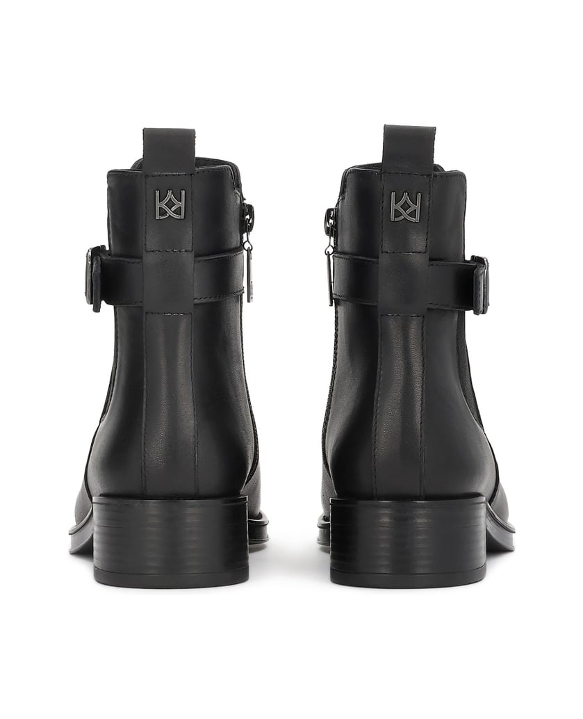 Kazar-Women's-leather-booties-with-elastic-inserts-and-buckle-čierna