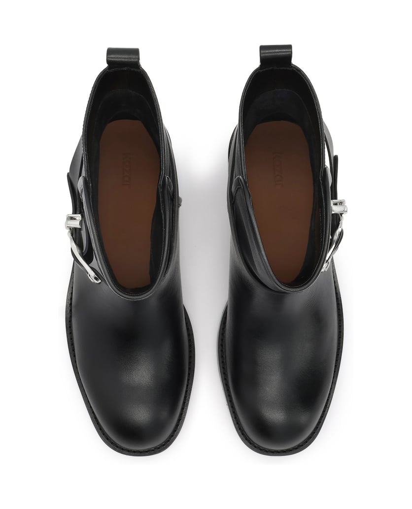 Kazar-Black-genuine-leather-booties-on-a-flat-sole-čierna