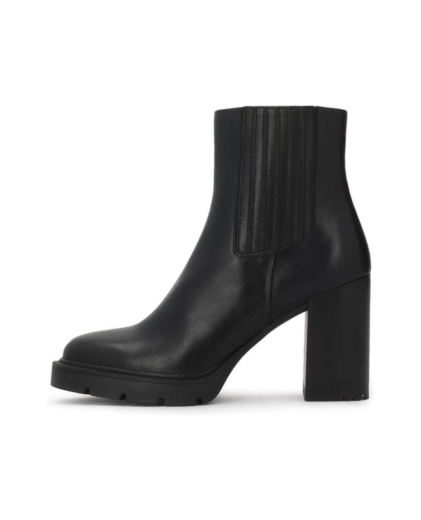 Kazar-Black-leather-block-booties-with-elastic-inserts-černá