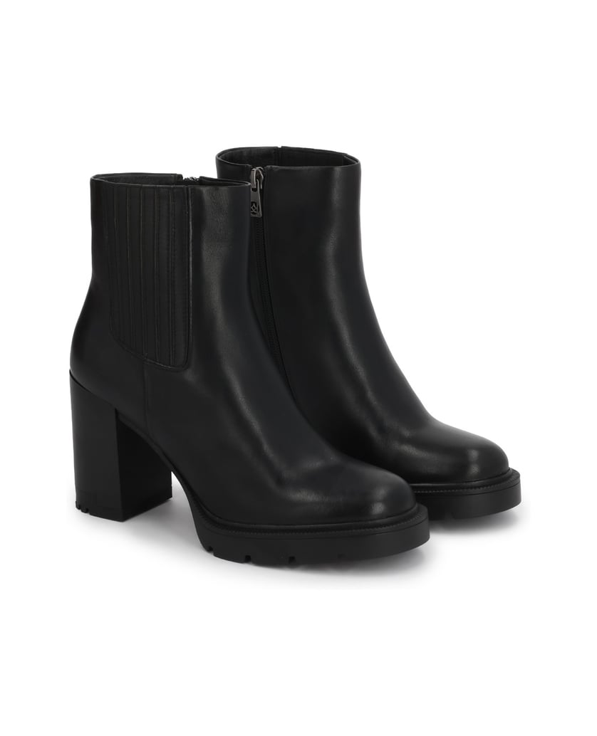Kazar-Black-leather-block-booties-with-elastic-inserts-černá