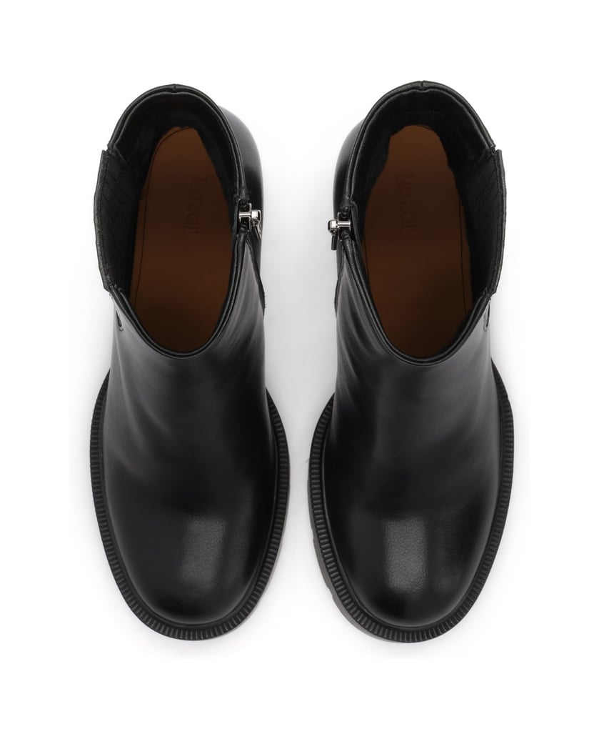 Kazar-Black-leather-block-booties-with-elastic-inserts-černá
