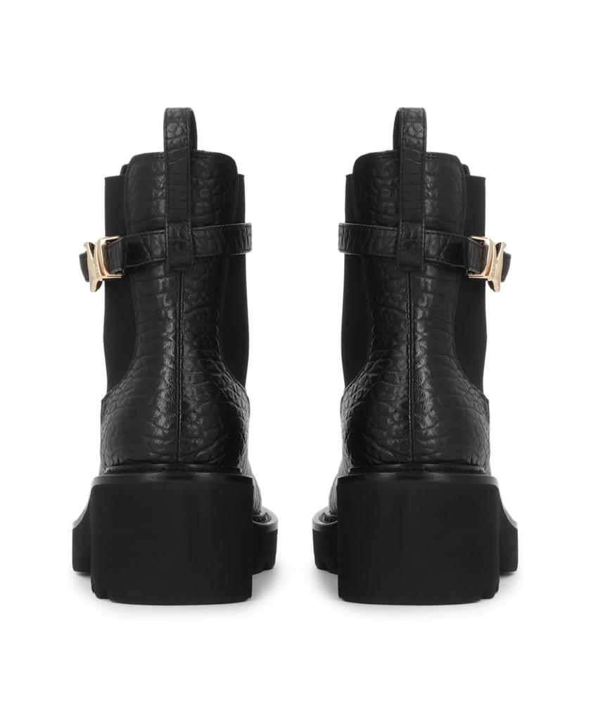 Kazar-Black-textured-leather-booties-with-detachable-strap-čierna