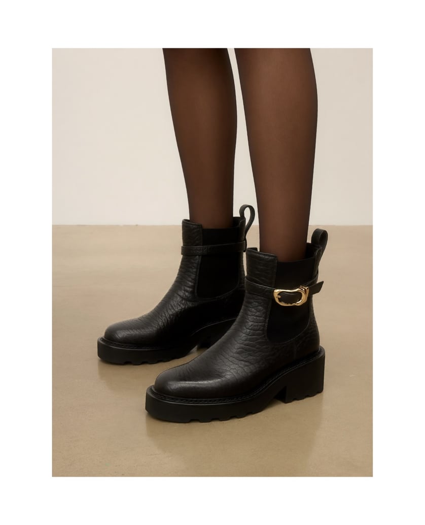 Kazar-Black-textured-leather-booties-with-detachable-strap-čierna
